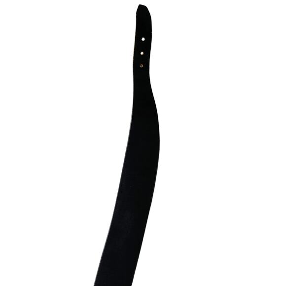 1980s Black Leather Cinching Belt Leather Wrapped Oval Buckle Brass Hardware main image 7